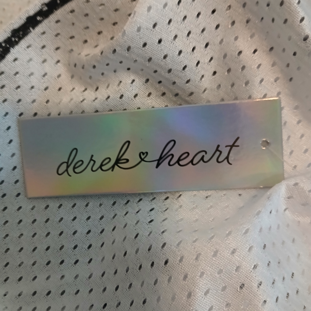 Derek Heart White Cropped Jersey Lace Trim NWT - Picture 5 of 6
